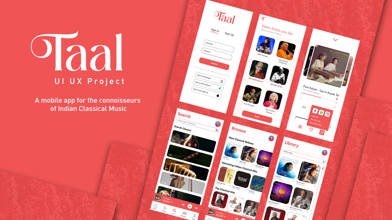 Taal :UI UX Project: A mobile app for the connoisseurs of Indian Classical Music